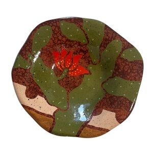 CACTUS CERAMIC BOWL BY SANTA FE ARTIST ROB SANDERS 10"